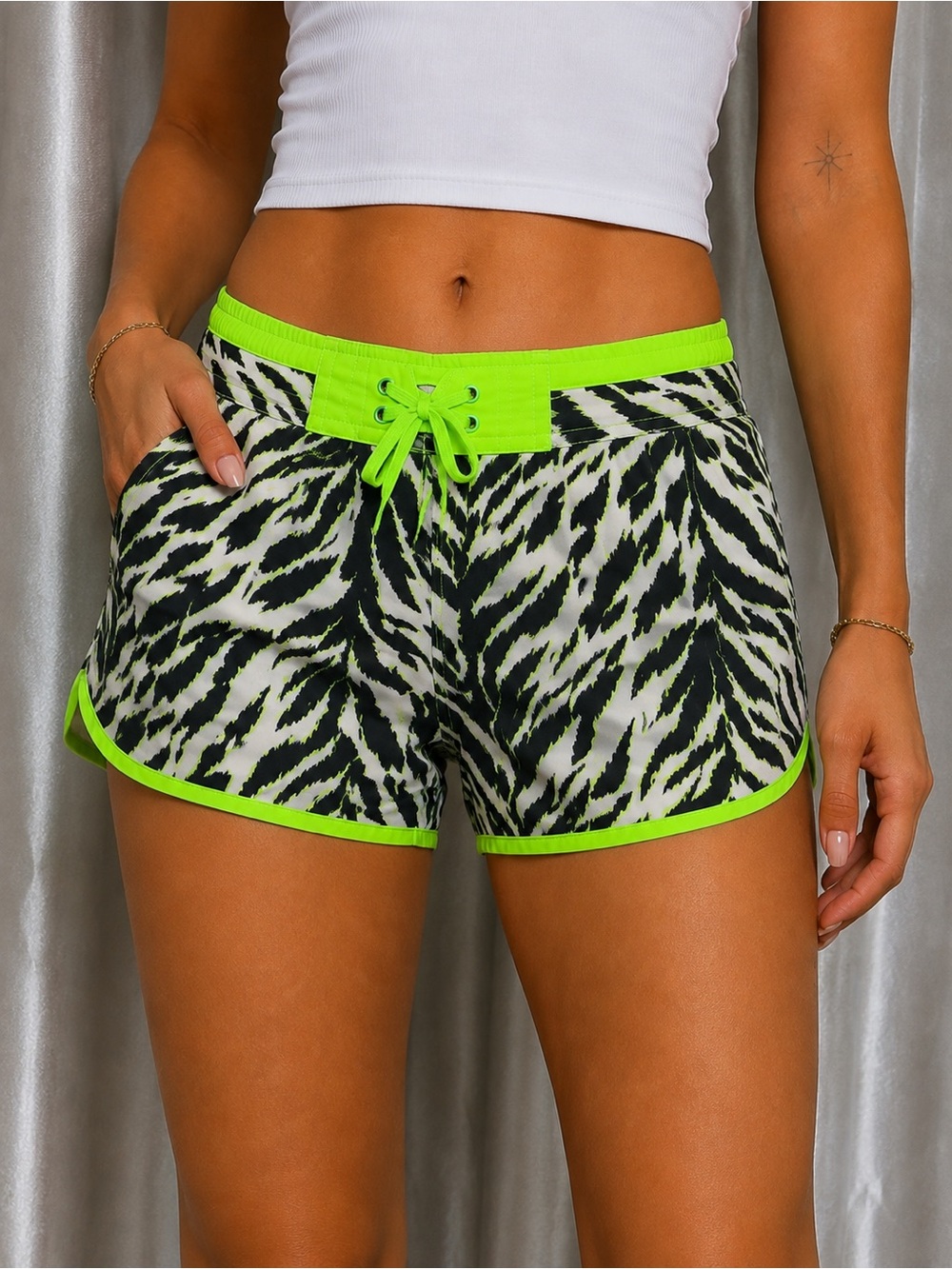Y2K OP Zebra Print Board Shorts Size Large